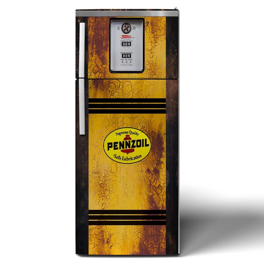 Rusty Pennzoil Pump Refrigerator Wrap
